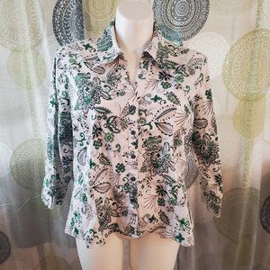 CATO green paisley print button-down (22/24W)